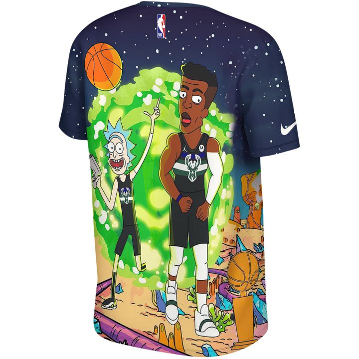 Giannis Antetokounmpo x Rick And Morty x Milwaukee Bucks Unisex T-Shirt